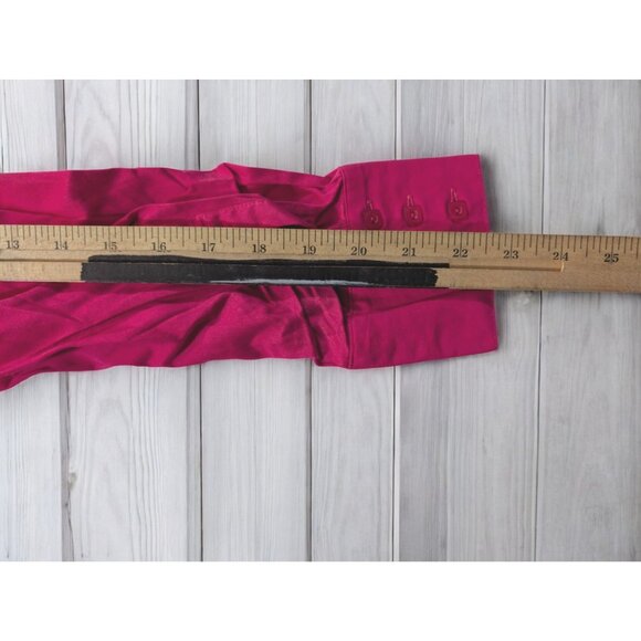 Lane Bryant Plus Size 20 Hot Fuchsia Long Seeve Button-Up Blouse Top Shirt Vtg - Picture 6 of 6